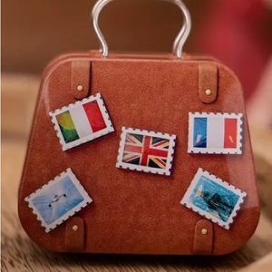 Mini Suitcase Gift Box Tin ~ American Flag , Travel Postcards , London Flag